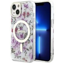 Etui Guess Flower MagSafe na iPhone 14 Plus - przezroczyste