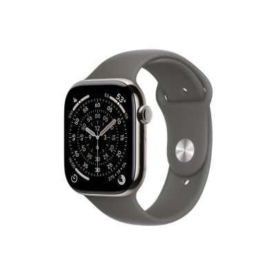3. Apple Watch Series 11 GPS + Cellular 46mm koperta z naturalnego tytanu i sportowym paskiem w kolorze kamiennej szarości - S/M (MFCW4ZR/A)