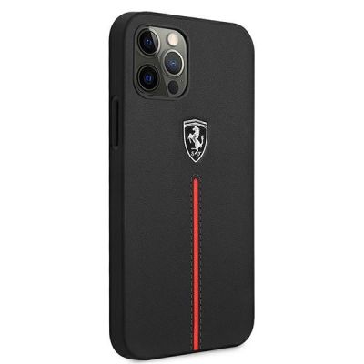 4. Etui Ferrari Off Track Leather Nylon Stripe na iPhone 12 Pro Max - czarne