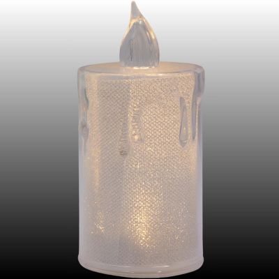 10. ŚWIECA DEKORACYJNA 10,5 CM TRANSPARENTA CIEPŁY BIAŁY 1 LED