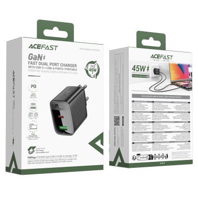 5. Ładowarka sieciowa Acefast A106 GaN PD 45W USB-C USB-A - czarna