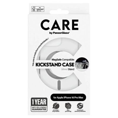 5. Etui CARE by PanzerGlass Feature Kickstand Case z MagSafe na iPhone 16 Pro Max - srebrne