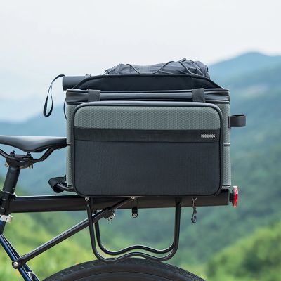 11. Torba rowerowa Rockbros A30 ROAD TO SKY składana na bagażnik 15-30 l - szara