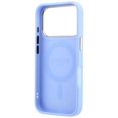7. Etui Guess Ring Stand 360 Grained Classic Logo MagSafe na iPhone 18 Pro Max / 17 Pro Max - jasnoniebieskie