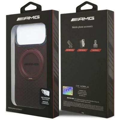 8. Etui Mercedes AMG IML Double Layer Urban Line with Ring Stand MagSafe na iPhone 18 Pro Max / 17 Pro Max - burgundowe