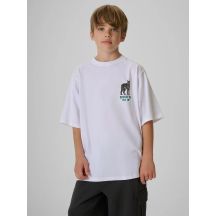 T-shirt regular z nadrukiem chłopięcy 4F 4FJKAW26TTSHM4457-10S
