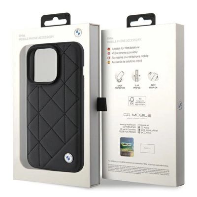 8. Etui BMW Leather Quilted na iPhone 15 Pro Max - czarne