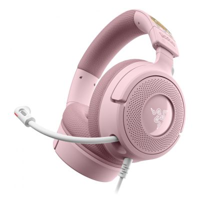 4. Razer Kraken V4 X – Pikachu & Eevee Edition Zestaw słuchawkowy Przewodowa Opaska na głowę Gaming USB Type-C / USB Type-A Różowy