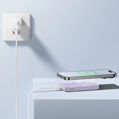 12. Mini powerbank Baseus 5000mAh 20W + kabel USB-C (20V/3A) - fioletowy