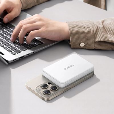 3. Powerbank Baseus Airpow II 10000mAh Qi2 z MagSafe 22,5W z kablem Baseus Simple Series USB-C - USB-C 20V/3A (30cm) - biały