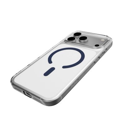 10. Etui Puro Lite Mag TPU+PC kompatybilne z MagSafe na iPhone 17 Pro - przezroczyste z niebieskim pierścieniem