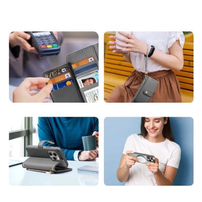 5. Etui skórzane Dux Ducis Lawa na iPhone 15 Pro Max - szare