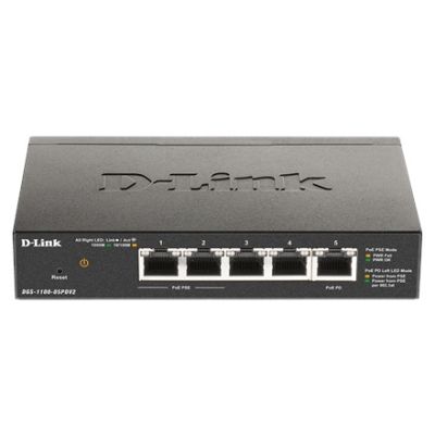 4. D-Link DGS-1100-05PDV2 łącza sieciowe Zarządzany Gigabit Ethernet (10/100/1000) Obsługa PoE Czarny