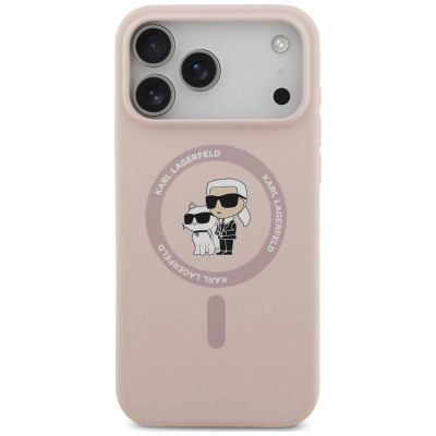 3. Etui Karl Lagerfeld Silicone Karl&Choupette Ring MagSafe na iPhone 18 Pro Max / 17 Pro Max - różowe