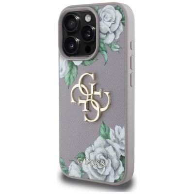 2. Etui Guess Grained Roses Big 4G logo na iPhone 16 Pro Max - fioletowe