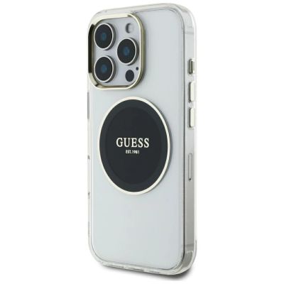 2. Etui Guess IML Metal Colored Circle Classic Logo MagSafe na iPhone 16 Pro Max - czarne