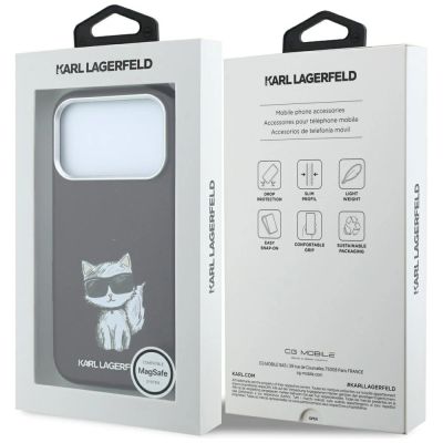 9. Etui Karl Lagerfeld Smooth Choupette Sketch MagSafe na iPhone 17 Pro / 18 Pro - burgundowe