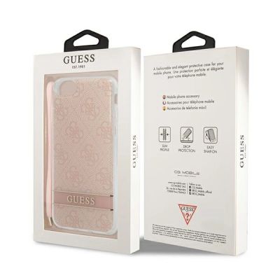 8. Etui Guess 4G Print Strap na iPhone SE 2022 / SE 2020 / 7 / 8 - różowe