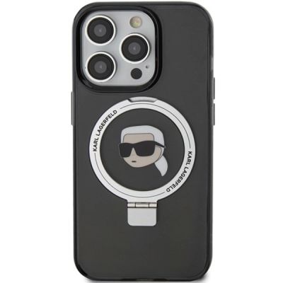 3. Etui Karl Lagerfeld Ring Stand Karl Head MagSafe do iPhone 15 Pro - czarne