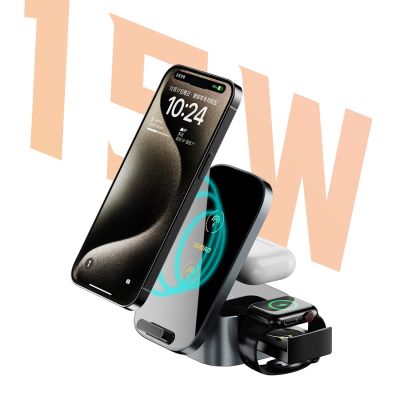 3. Ładowarka Dudao A11Pro+ indukcyjna 15W 3w1 do telefonu / smartwatcha / słuchawek - czarna