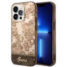 Etui Guess Porcelain Collection na iPhone 14 Pro - beżowe