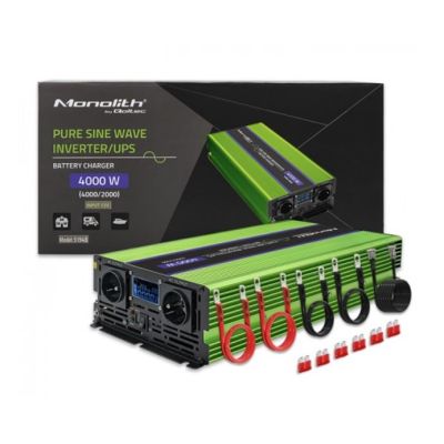 5. QOLTEC PRZETWORNICA NAPIĘCIA MONOLITH | ŁADOWANIE BATERII | UPS | 2000W | 4000W | 12V NA 230V | CZYSTY SINUS | LCD