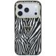 3. Etui Guess IML Zebra Glitter Triangle Logo MagSafe na iPhone 18 Pro / 17 Pro - srebrne