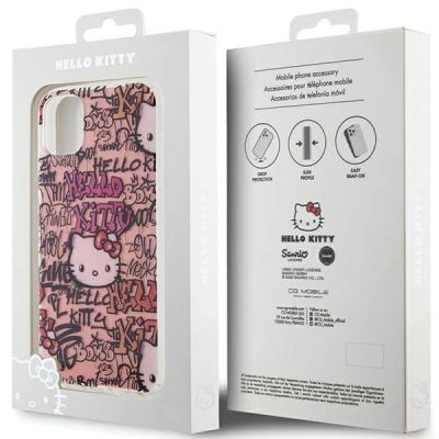 8. Etui Hello Kitty IML Tags Graffiti na iPhone 11 / Xr - różowe