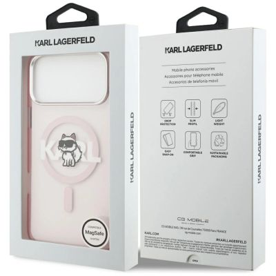 8. Etui Karl Lagerfeld IML Choupette Sketch Logo MagSafe na iPhone 17 Pro Max - różowe