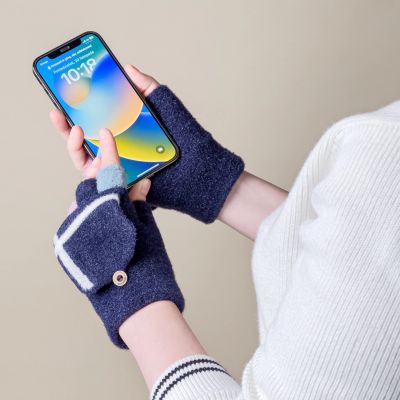 8. Rękawiczki zimowe do telefonu mitenki damskie / dziecięce - czarne