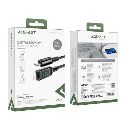 5. Acefast kabel MFI USB Typ C - Lightning 1,2m, 30W, 3A czarny (C6-01 Black)