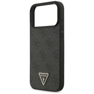 6. Etui Guess Leather 4G Triangle Strass MagSafe na iPhone 17 Pro Max - czarne