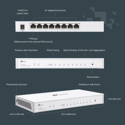 10. TP-Link Festa FS308G Zarządzany L2/L2+ Gigabit Ethernet (10/100/1000) Obsługa PoE Biały