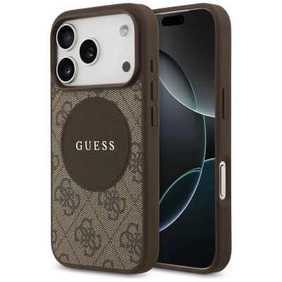 Etui Guess 4G Circle Classic Logo MagSafe na iPhone 17 Pro - brązowe