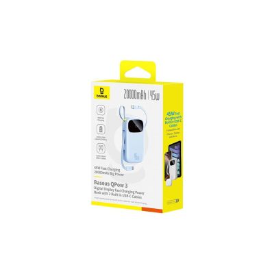 4. Powerbank Baseus EnerFill FC31 Qpow 3 Ultra 20000mAh 45W z wyświetlaczem cyfrowym z dołączonym kablem - niebieski