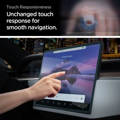 13. Szkło hartowane Spigen Glas.tR EZ Fit na Tesla Model X 2022 / Model S 2021 - czarne