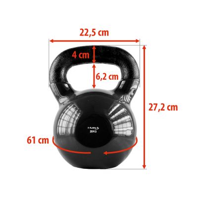 28. Kettlebell żeliwny pokryty winylem HMS black KNV28 