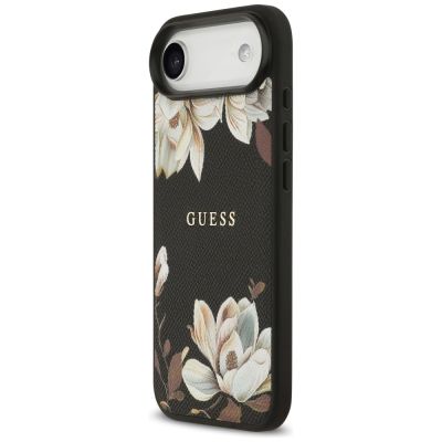 2. Etui Guess Grained Flowers Classic Logo MagSafe na iPhone Air - czarne
