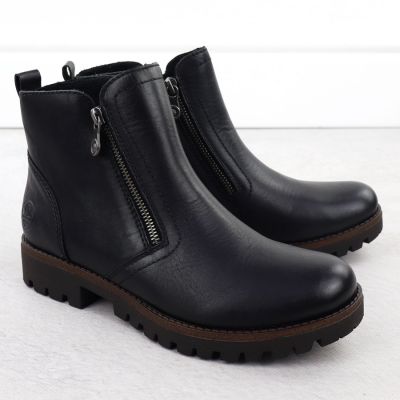 3. Skórzane botki damskie workery czarne Rieker 78556-00