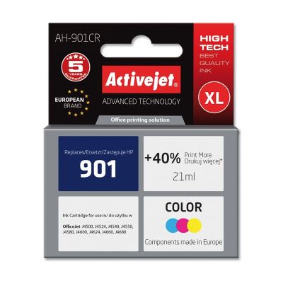 Activejet AH-901CR Tusz (zamiennik HP 901 CC656AE; Premium; 21 ml; kolor)