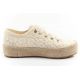 4. Lee Cooper buty sportowe damskie koronkowe trampki beżowe platforma