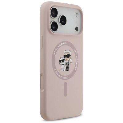 4. Etui Karl Lagerfeld Silicone Karl&Choupette Ring MagSafe do iPhone 17 Pro Max - różowe