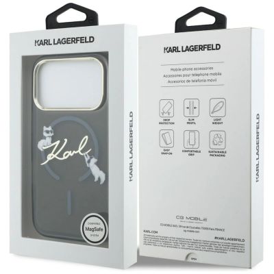8. Etui Karl Lagerfeld IML Choupettes Karl  Script Logo MagSafe na iPhone 17 Pro Max - czarne