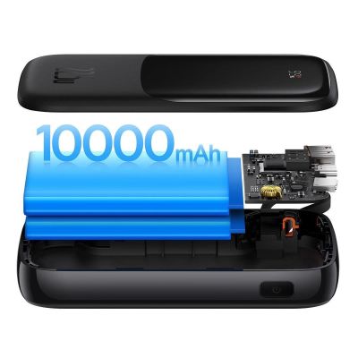 7. Baseus Qpow Digital Display powerbank z szybkim ładowaniem 10000mAh 22,5W QC/PD/SCP/FCP z wbudowanym kablem USB-C czarny