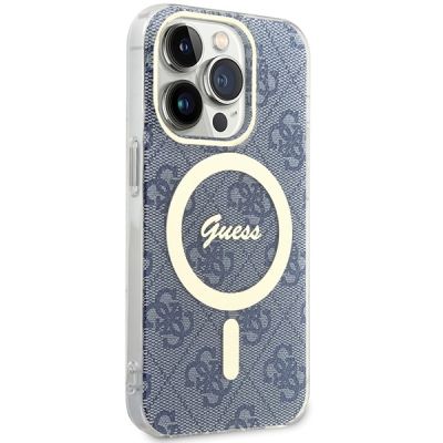 4. Etui Guess IML 4G MagSafe na iPhone 15 Pro - niebieskie