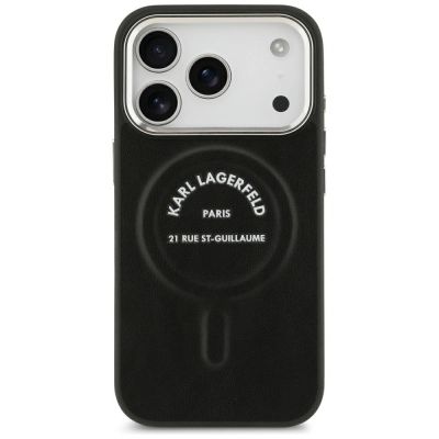 3. Etui Karl Lagerfeld Embossed Open Ring RSG Logo MagSafe na iPhone 17 Pro / 18 Pro - czarne