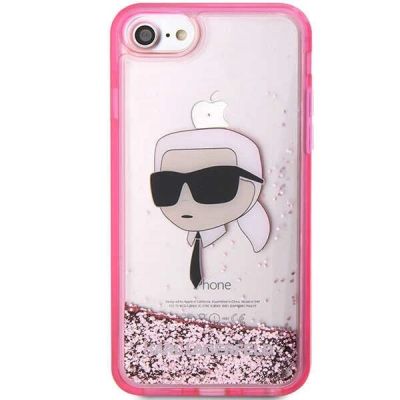 3. Etui Karl Lagerfeld Glitter Karl's Head na iPhone 7 / 8 / SE 2020 / SE 2022 - różowe