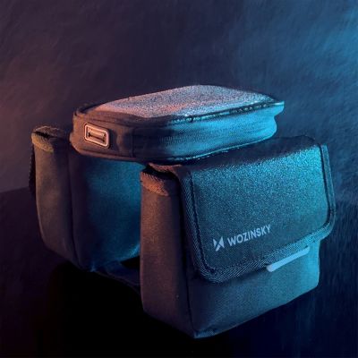 12. Wozinsky torba rowerowa na ramę sakwa na rower wodoodporne etui na telefon 1,5l czarny (WBB26BK)