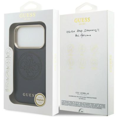 8. Etui Guess Perforated 4G MagSafe na iPhone 17 Pro - niebieskie