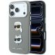 Etui Karl Lagerfeld Saffiano with Karl & Choupette Heads Pins & Logo na iPhone 18 Pro / 17 Pro - szare